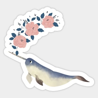 Narwhal Candy Rose Flowers Sticker